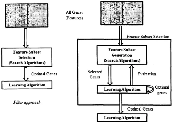 Figure 6: Graphical depiction of two feature selection (Filter and Wrapper) approaches
