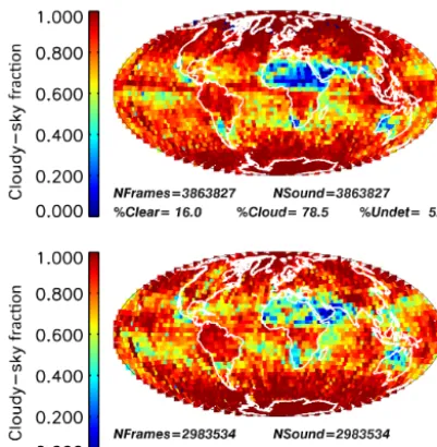 Figure 4. Cloudy-sky fraction calculated from the MODIS/OCO-2 collocated cloud mask described in Sect