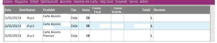 Fig 2. In the system it is automatically recorded the date and the hour when a purchased card has been scratched and activated 