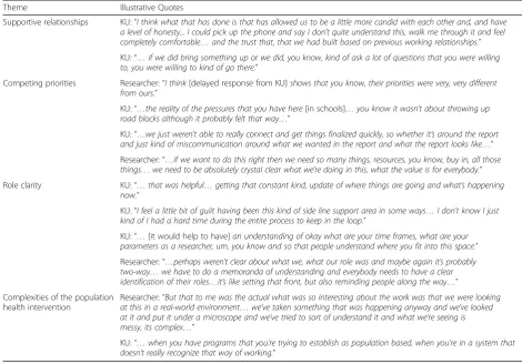 Table 2 Themes emerging from interviews with research team