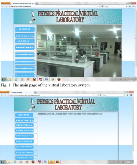 Fig. 1: The main page of the virtual laboratory system. 