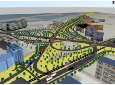Figure 3. Created 3D objects in transport model.