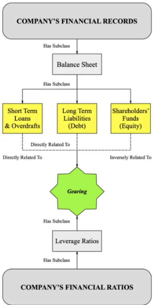 Fig. 4. Prot´eg´e Environment: Taxonomy of Financial Statements’ Elements used in Bankruptcy Prediction