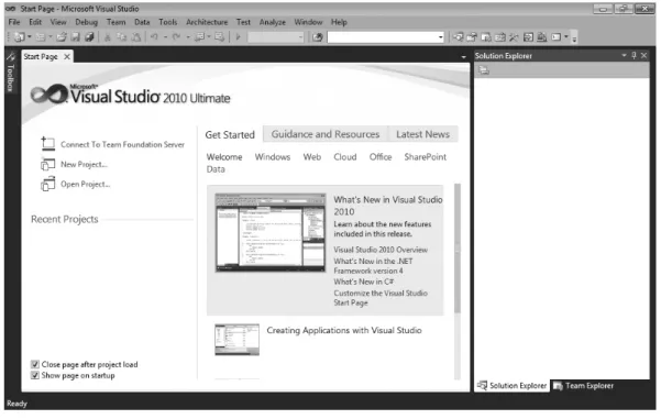 Figure 1-10  Visual Studio 2010 Start screen