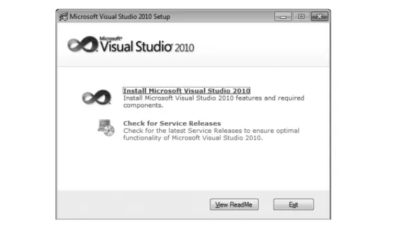 Figure 1-1   Microsoft Visual Studio 2010 Setup window