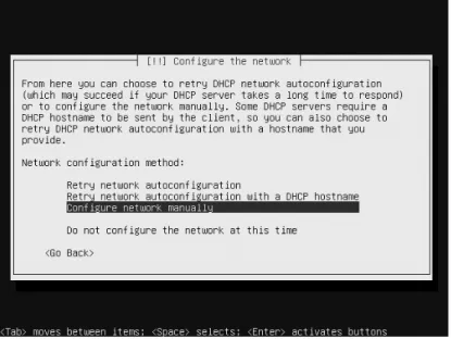 Figure 1-6. If you don’t use the Go Back option, you can’t configure your network manually.
