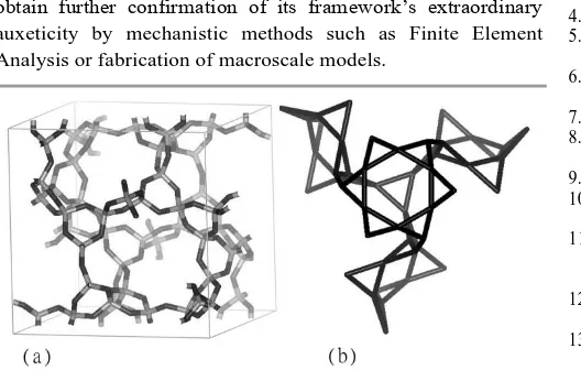 Fig. 4. (a) Unit cell of pure silica zeolite JST (Si in light grey, O in dark); (b) Representation of JST, seen in the [111] direction