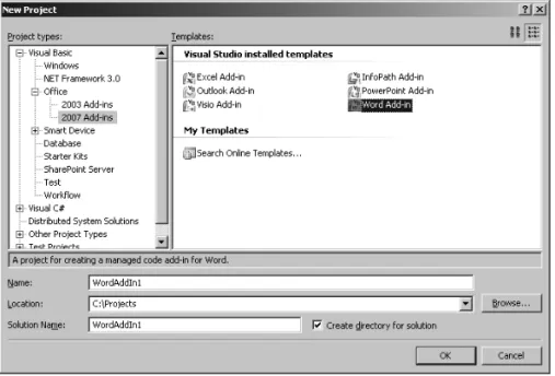 Figure 4-3. Creating an Office add-in project