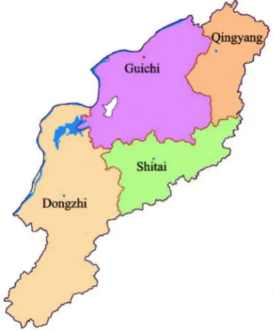 Figure 1. Location of the experimental site at Dongzhi county of Chizhou city. 