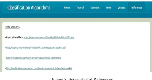 Figure 8. Screenshot of References 