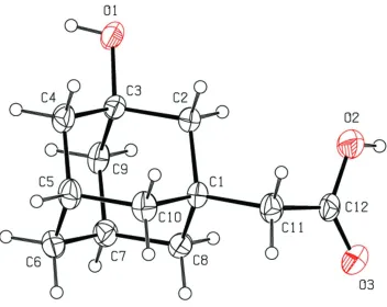 Figure 2A packing diagram for the title compound. The O—H···O interactions are depicted by dashed lines