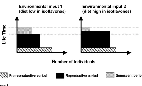 Figure 8Scheme showing two hypothetical population structures subjected to different consumption of dietary isoflavonesScheme showing two hypothetical population structures subjected to different consumption of dietary isofla-vones.