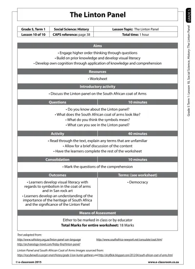 The Linton Panel. Resources Worksheet Introductory activity Discuss the ...