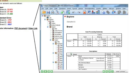 Figure 4: An example of the feedback from Stage 1 of the first e-Assessment.  The right-hand side is a 