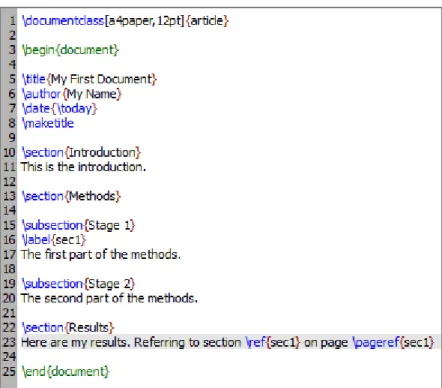 Figure 2.3: TeXworks screenshot of document with labels.
