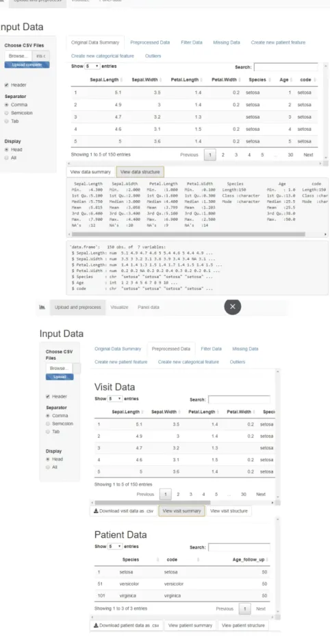 Figure 7. Original and preprocessed data in the Shiny app.