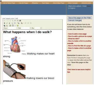 Figure 4.7 – A topic of the Health Trainers’ wiki in edit mode.  
