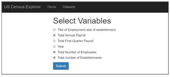 Figure 5: Variable selection page 