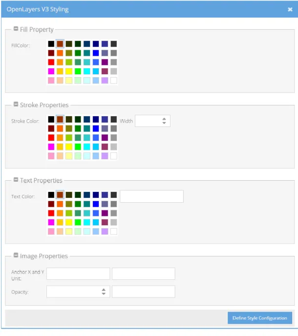 Figure 10. Screen for enabling generation of Client Side Styling for vector data (using OpenLayers V.3) 