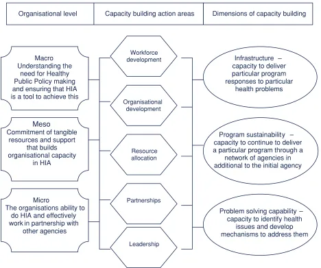 Figure 1.A framework for building capacity through multiple level strategies to embed health impact assessment andhealthy public policy