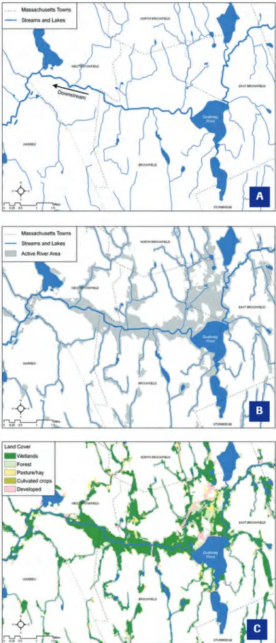 Figure 2.1 – Active river area: Quaboag River and Pond, MA: