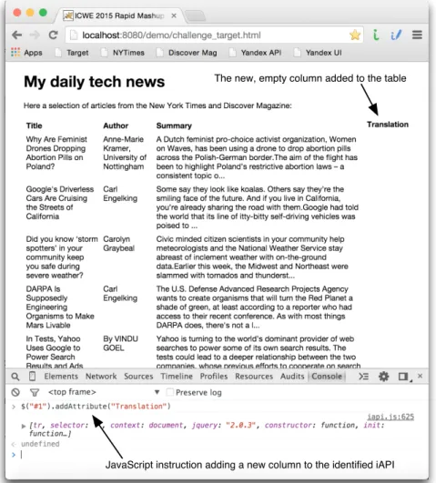Fig. 11. Programmatic extension of the table with a new column for the translation