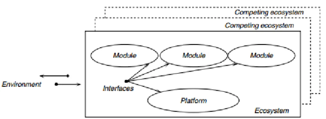 Figure 2.2: Elements of software-centric platform ecosystem from Tiwana et al. [72]