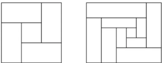Fig. 5. Smallest non-sliceable layout (left), smallest non-L-shape destructible layout (right).