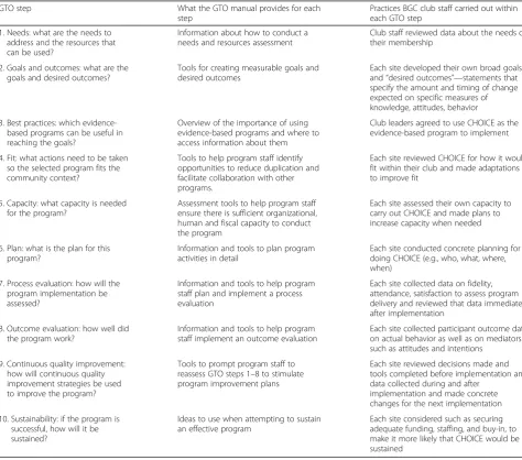 Fig. 1 Getting To Outcomes logic model
