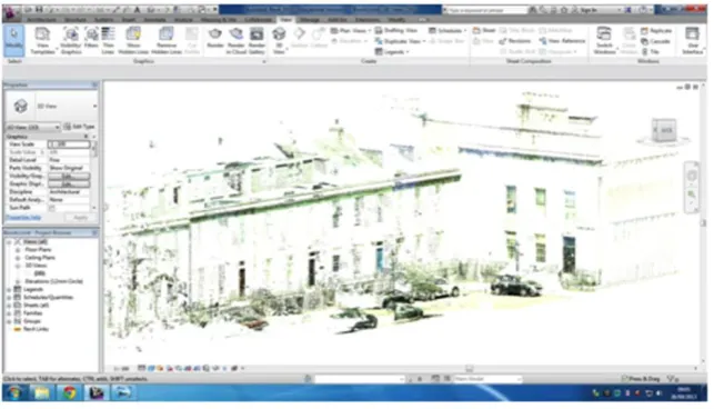 Fig. 4. 3D high definition scan of a streetscape imported to REVIT. 