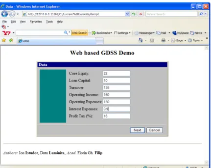 Fig. 9. Input Data  The web-based GDSS allows decision makers to 