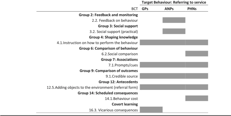 Table 3 Map of BCTs identified according to target group of referrers