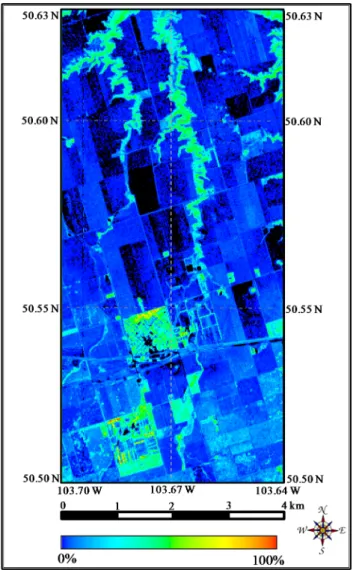 Figure 6. Vegetation cover fraction map derived from the Hyperion cube using CLMSA. 