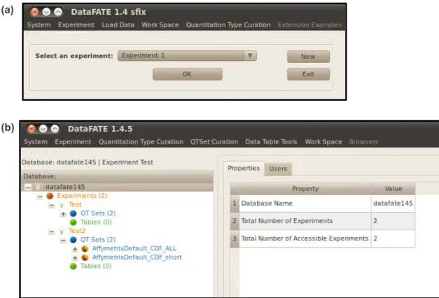 Figure 2.2: Comparison of Data-FATE post-logon screensand navigation. (a) The post-logon screen of version 1.4