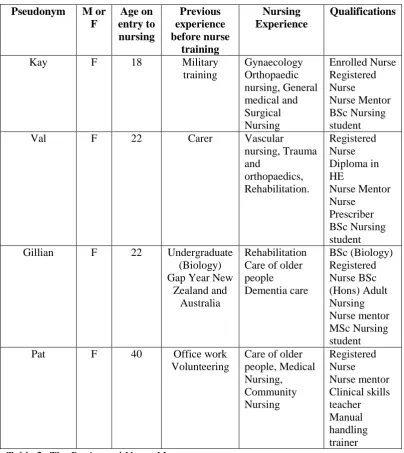 Table 2: The Registered Nurse Mentors 