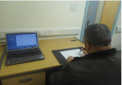Fig. 4. Data collection using a Wacom digitiser tablet 
