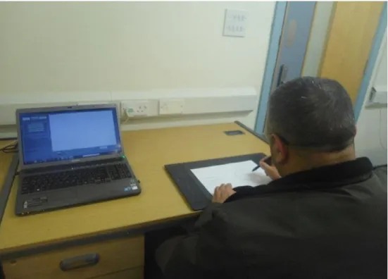 Figure 3-1: Data capturing using a Wacom digitiser tablet. 