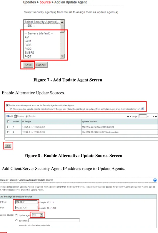Figure 7 - Add Update Agent Screen  3.  Enable Alternative Update Sources. 