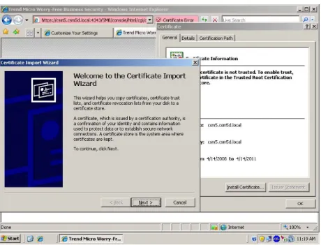 Figure 12 - Certificate Import Wizard  4.  Click Install Certificate > Next > Next > Finish