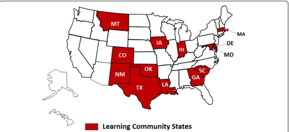 Fig. 1 Map of the states participating in the ASTHO Immediate Postpartum LARC Learning Community