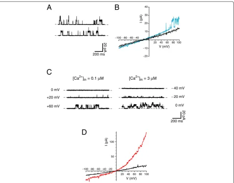 Figure 3 Voltage-clamp recordings from single renal primary cilia. All recordings were made in the standard recording solutions except asnoted