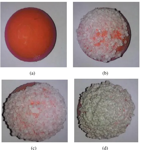 Fig. 8.PS acquired test images (a) single hemisphere (b) two adjacent (c)three adjacent and (d) four adjacent hemisphere; all covered with grit to attaincoarseness.