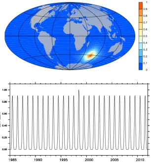Fig. A1. Top: map of a-priori correlation coefﬁcients with respect to an example pixel at (70Fig