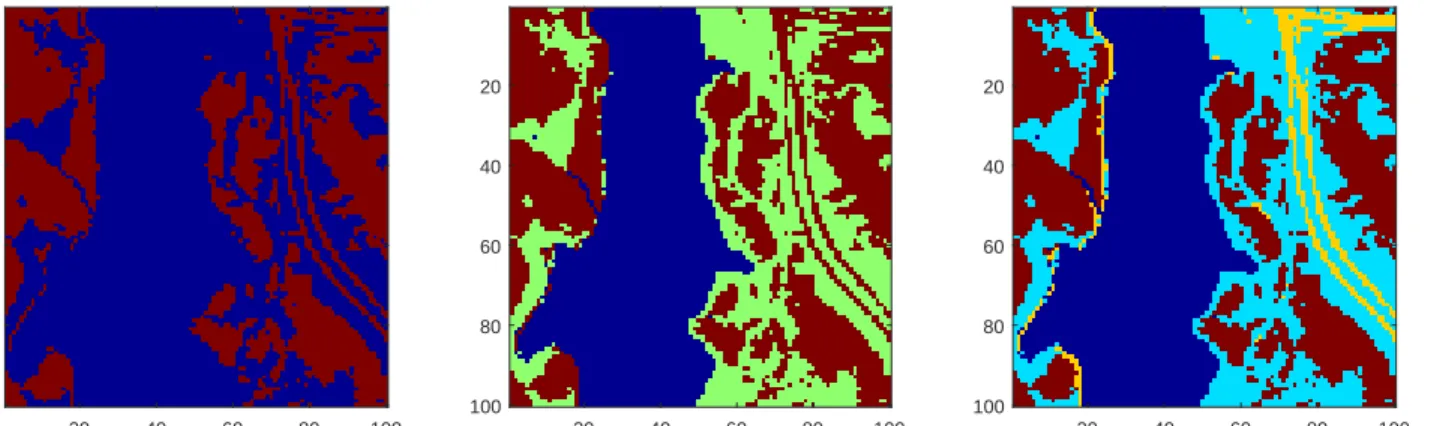 Fig. 7. Clustering results on Jasper Ridge dataset when the number of clusters is set as 2, 3 and 4, respectively.