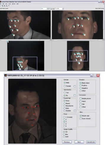 Figure 4.5: Screenshots of the applications for marking ﬁducial features (top) andadditional metadata (bottom)