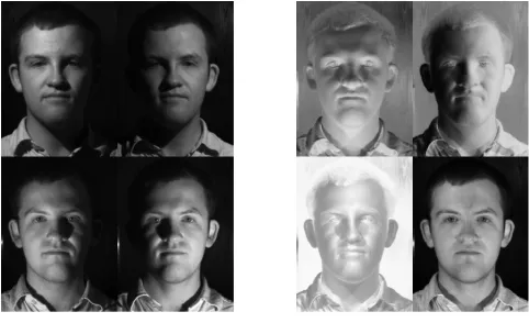 Figure 4: Left: example of four raw images captured by the PhotoFace device. Right: pro-