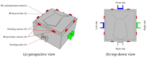 Fig. 9: A 2.5 dimensional SYMBRION robot model in Stage simulation.