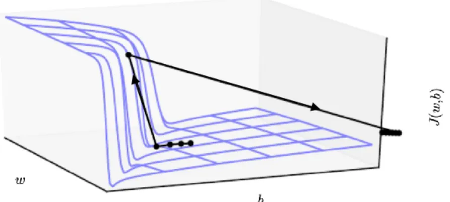 Figure 15 – A three-dimensional illustration of how a cliff affects a training process  (Goodfellow et al