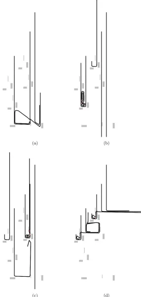 Figure 10. Conﬁgurations of two-dimensional mobile automata model.Fingers and obstacles are represented by states of cells