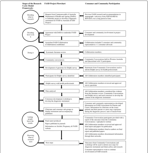 Figure 1 Consumer and community participation in the FASD Project.